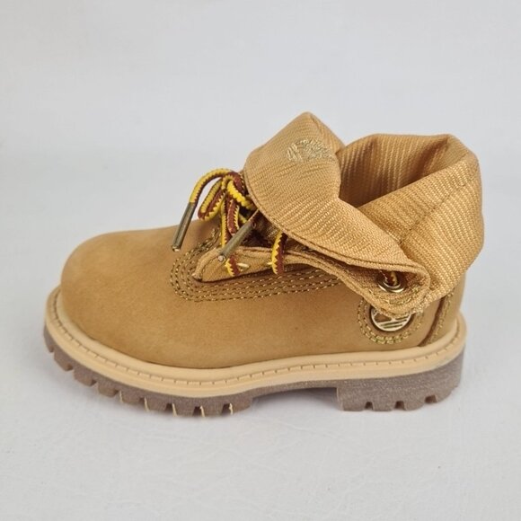 Timberland Roll Top Workshirt Little Kids Boots Wheat Leather - Picture 1 of 9